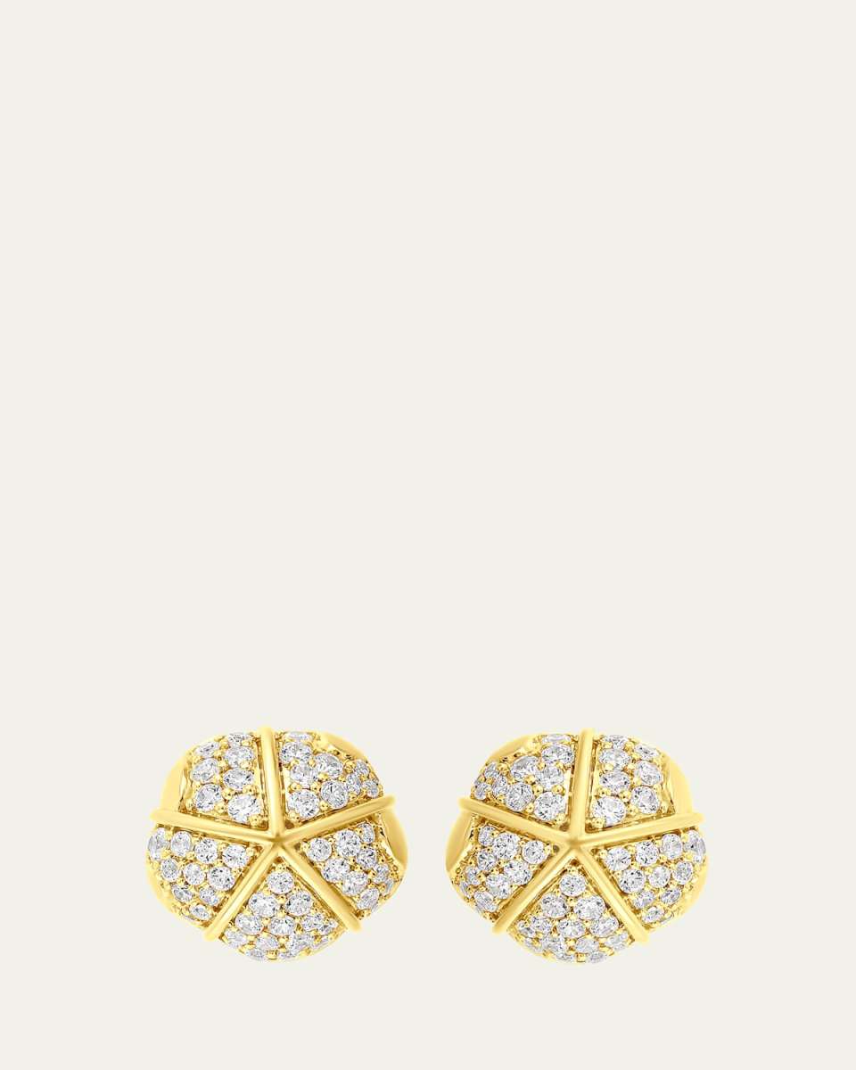18K Yellow Gold Terra Nova Grande Pave Stud Earrings with White Diamonds